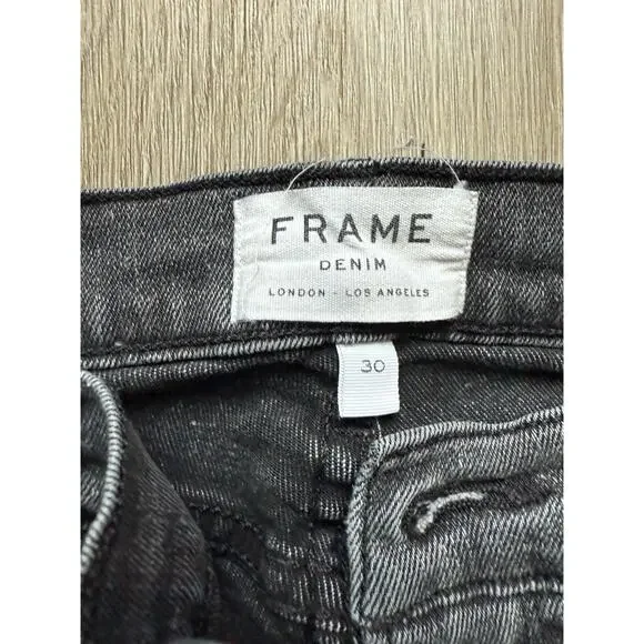 FRAME Le Skinny De Jeanne Crop jeans, women's size 30, black gray, stretch - Picture 2 of 7